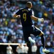 Karim Benzema celebrated opening the scoring for Real Madrid against Celta Vigo