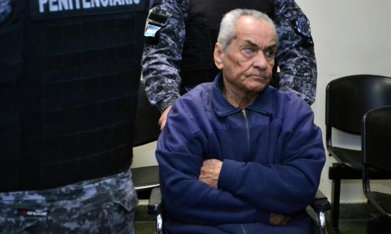 Italian Catholic priest Nicola Corradi in court in Argentina at the start of his trial over allegations of sexually abusing children at a Catholic school for the deaf in Mendoza, Argentina, on August 5, 2019.