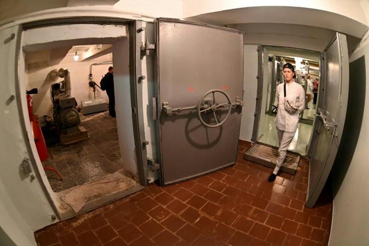 Visiting the underground shelter of the Chernobyl nuclear power plant, during a tour in the Chernobyl exclusion zone, where the first meetings of the official commission that handled the consequences of the disaster took place in April 1986.