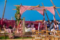 The groom waiting for his bride, Victoria Lebene