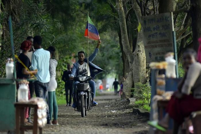 Supporters of the Sidama breakaway movement, pictured in the regional capital of Hawassa earlier this week