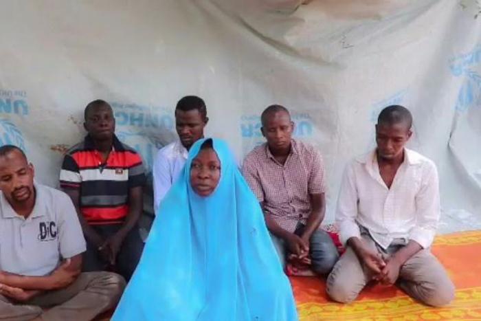 Kidnapped: A screen grab from a video released on July 25 by the IS-linked Islamic State West Africa Province (ISWAP) purportedly shows a female aid worker from the NGO Action Against Hunger and five colleagues