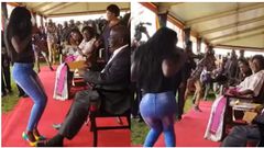 Ugandan vice president nearly ran out of endurance as daredevil musician twerks in his presence (video)