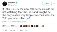 Medikal's tweet about YOLO