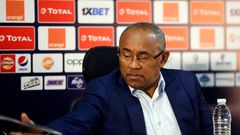 Confederation of African Football (CAF) president Ahmad Ahmad attends a press conference in Cairo a day before before the Africa Cup of Nations kicked off last month
