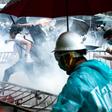Tear gas was fired throughout the day as protesters fought police