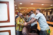 Akufo-Addo interacts with the Black Stars players