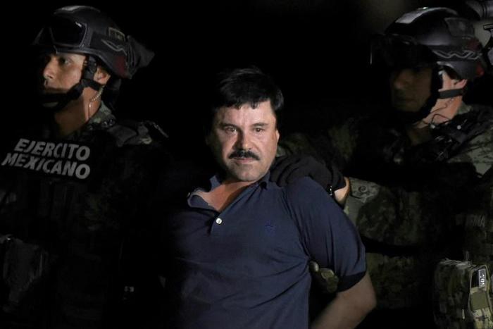 Former drug kingpin Joaquin "El Chapo" Guzman, pictured in January 2016 following his recapture, faces sentencing for flooding the United States with tons of cocaine, marijuana and other drugs over a quarter century