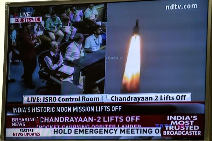 The launch of Chandrayaan-2, or Moon Chariot 2, was broadcast live on TV