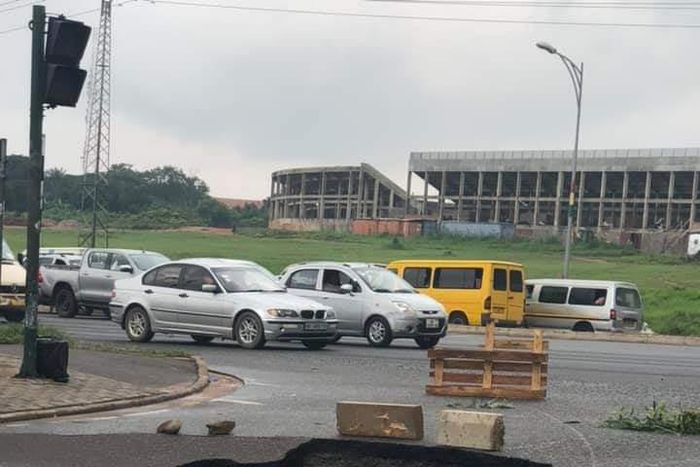 Okponglo road caves in