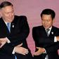 US Secretary of State Mike Pompeo with Vietnam Foreign Minister Pham Binh Minh (left) and Laos Foreign Minister Saleumxay Kommasith