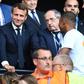 French President Emmanuel Macron met Kylian Mbappe and talked to television before the women's World Cup final kick off in Lyon