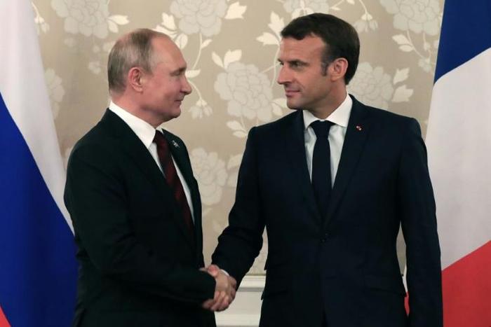 Russian President Vladimir Putin and his French counterpart Emmanuel Macron, pictured last month, have agreed on the need to save the Iran nuclear deal