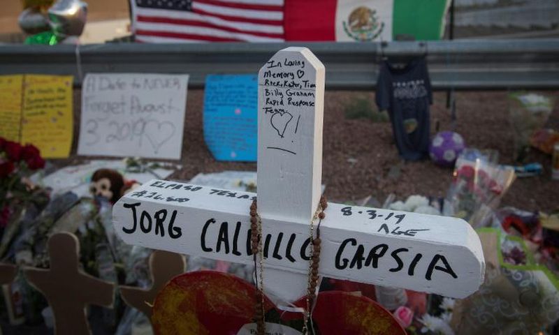 A memorial stands outside the Walmart in El Paso where 22 people were shot to death