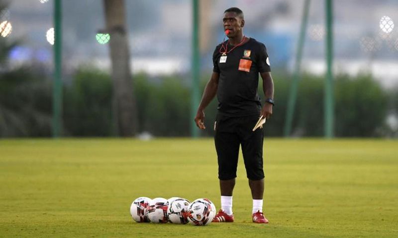 Cameroon coach and former Dutch star Clarence Seedorf conducts training in Egyptian city Ismailia