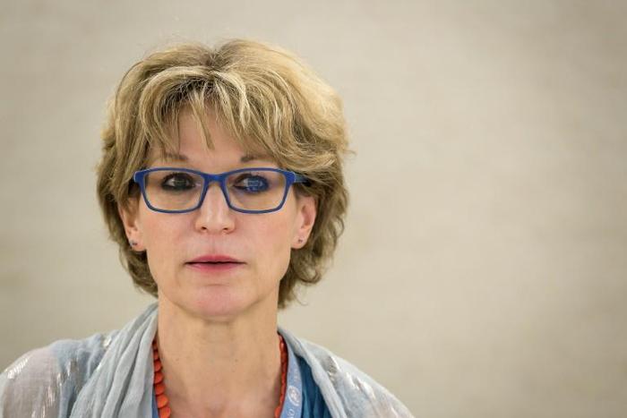 United Nations special rapporteur on extrajudicial, summary or arbitrary executions Agnes Callamard delivers her report in June 2019 on the killing of Saudi journalist Jamal Khashoggi