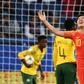 Li Ying celebrates after scoring China's winning goal against South Africa