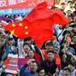 Pro-China demonstrators march through Sydney in response to rallies in support of the Hong Kong protestors