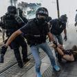 Police arrested protesters in Nantes during a demonstration against police brutality