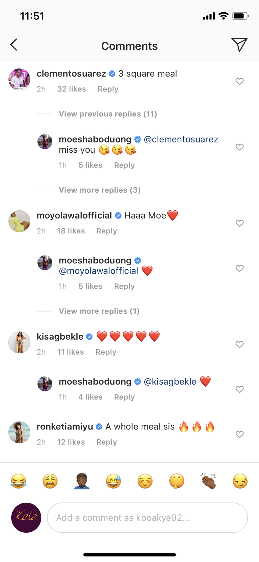 Moesha Boduong's photo comments