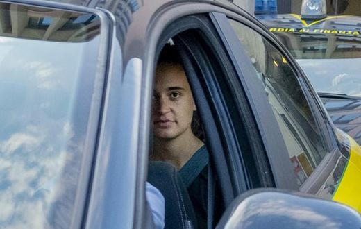 Sea-Watch skipper Carola Rackete, seen Monday after a court hearing, slammed German and Italian authorities for not wanting to deal with the "hot potato" issue posed by the migrants she brought ashore