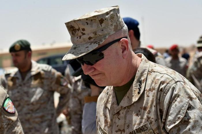 General Kenneth McKenzie, pictured here in Saudi Arabia, oversees US operations in the Middle East