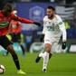 Haris Belkebla (R) in action for Brest against this season's French Cup winners Rennes