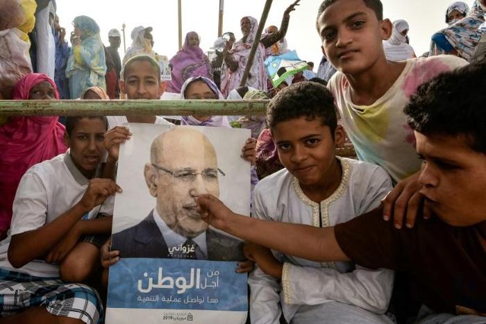 Rally: Supporters of Mohamed Ould Ghazouani, the frontrunner in Saturday's presidential race