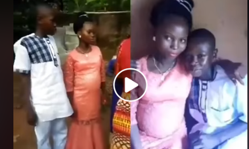 14-year-old boy pitifully forced to marry 15-year-old girl because he impregnated her (video)