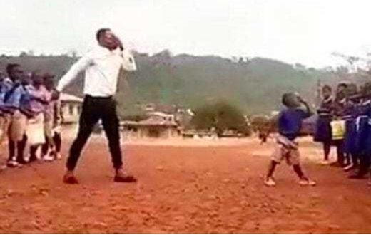 Teacher Sackey and Prince in one of their dance routines