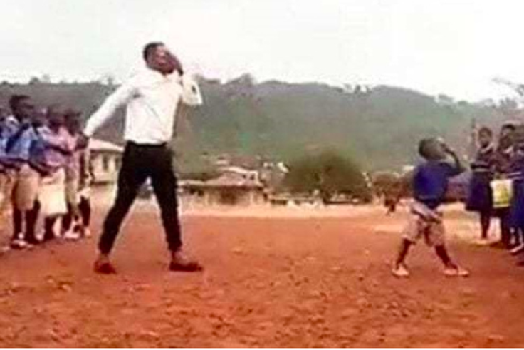 Teacher Sackey and Prince in one of their dance routines