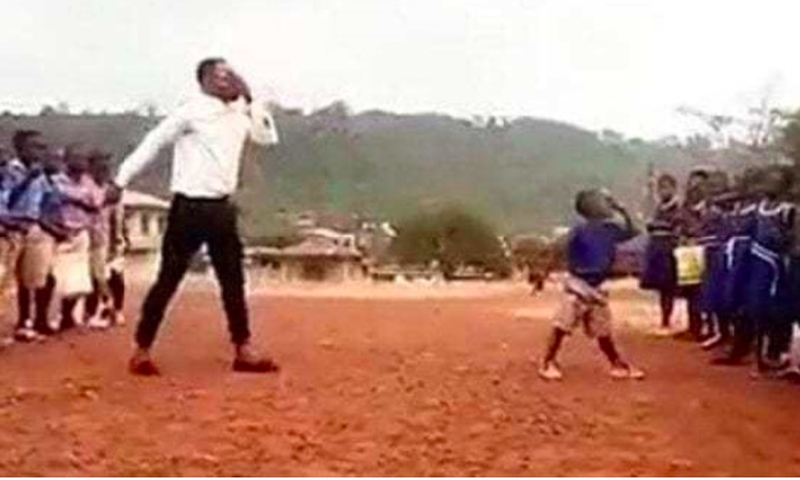 Teacher Sackey and Prince in one of their dance routines