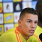 Colombia player Mateus Uribe speaks during a news conference in Sao Paulo, Brazil ahead of the Copa America quarterfinal football match against Chile