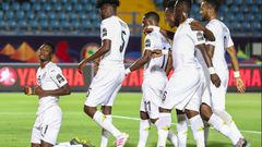 Black Stars celebrate their second goal.