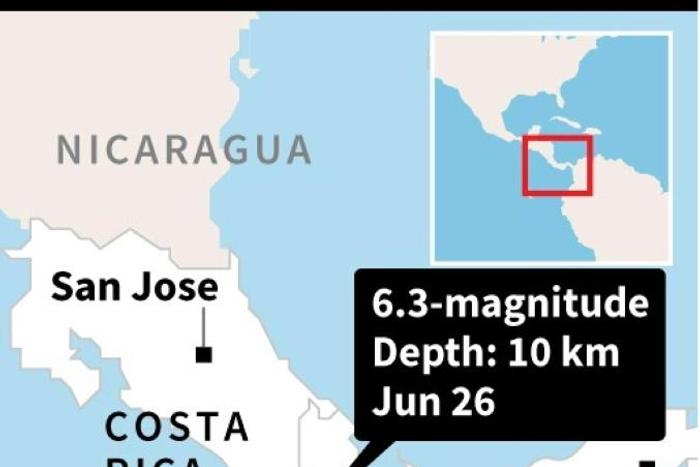 Map locating Costa Rica-Panama border where 6.3-magnitude quake hit on Wednesday, according to USGS