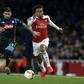 Nigerian Alex Iwobi (R) playing for Arsenal against Napoli in a 2018/2019 Europa League quarter-final