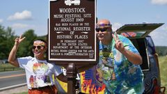 The original site of the 1969 Woodstock festival is becoming a sea of tie-dye and peace signs once more, as one-time festivalgoers celebrate the 50th anniversary of the pop culture milestone