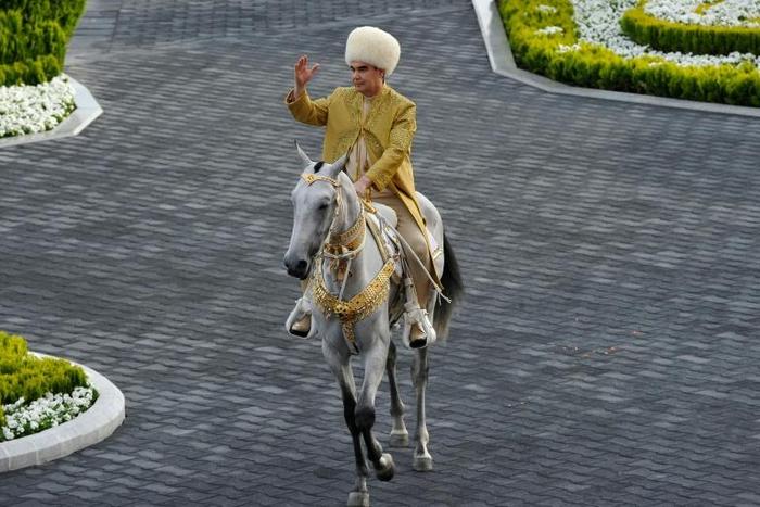 Turkmenistan's President Gurbanguly Berdymukhamedov is often protrayed by state media as a champion equestrian, ace rally driver and keen cyclist