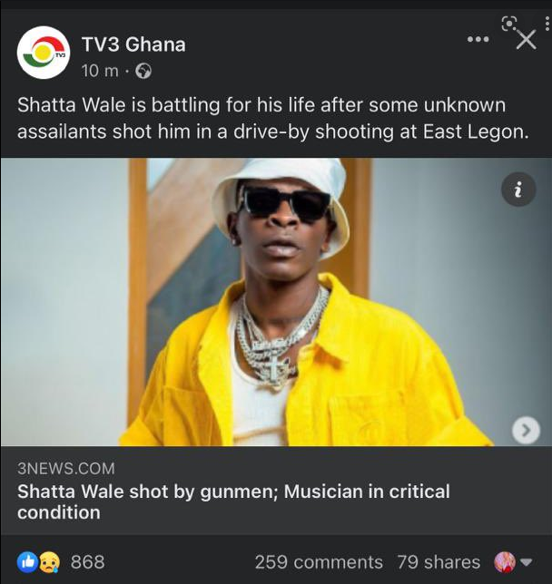 shatta wale in critical condition' tv3 - Google Search