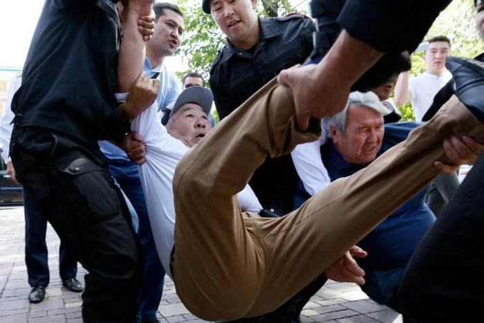 Protests are rare in Kazakhstan and activists often risk arrest