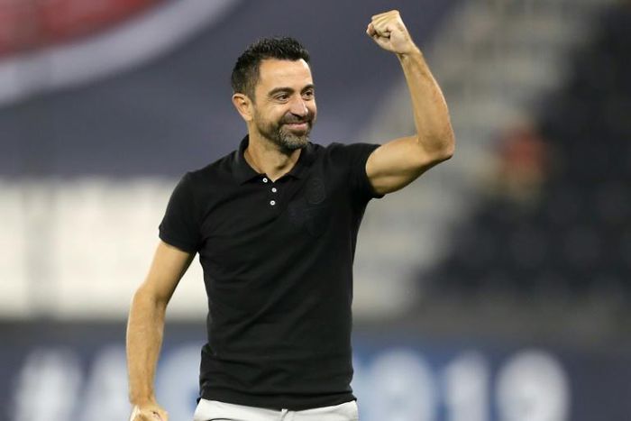 Al Sadd's Spanish coach Xavi Hernandez celebrated as his team scored on its way to victory over Al Duhail in the Asian Champions League