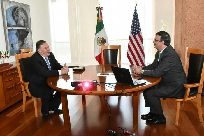 US Secretary of State Mike Pompeo (left) and Mexico Foreign Minister Marcelo Ebrard met in Mexico City on Sunday