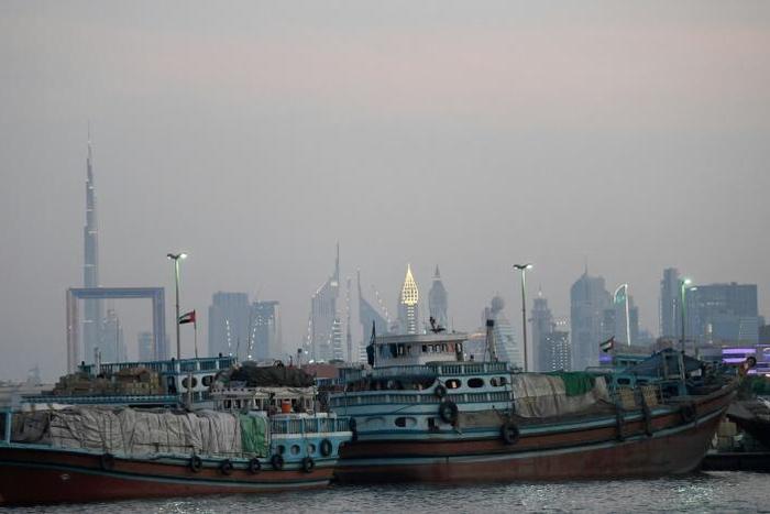 Iranian boats carrying commercial goods, mainly food ingredients, are shown docked at Ras al-Khor in Dubai early last month as tensions rose in Gulf waters