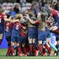 Norway's players celebrate after beating Australia on penalties on Saturday to reach the women's World Cup quarter-finals