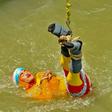 Indian stuntman Chanchal Lahiri, known by his stage name 'Jadugar Mandrake', is feared dead after being lowered into the Ganges river and failing to re-emerge