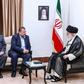Iran's supreme leader Ayatollah Ali Khamenei (R) meets a Hamas delegation in Tehran, in a picture released by his office