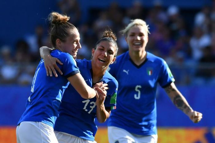 Italy midfielder Aurora Galli (L) scored her third goal of the Women's World Cup to help beat China