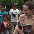 American actress Angelina Jolie, the UN special envoy for refugees, is seen meeting with Venezuelan refugees in the Colombian town of Riohacha in June 2019