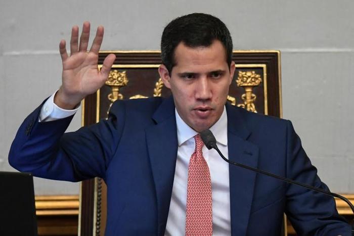 In this picture taken on August 13, 2019, Venezuelan opposition leader and self-proclaimed acting president Juan Guaido speaks at the National Assembly in Caracas