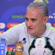 Brazil's coach Tite gestures as he speaks during a press conference in Porto Alegre, Brazil on the eve of the Copa America quarterfinal football match against Paraguay.
